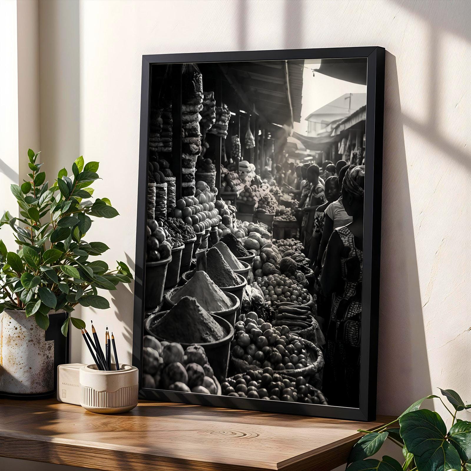 African Market Scene Wall Art Print - Photographic Style Soluna Soul