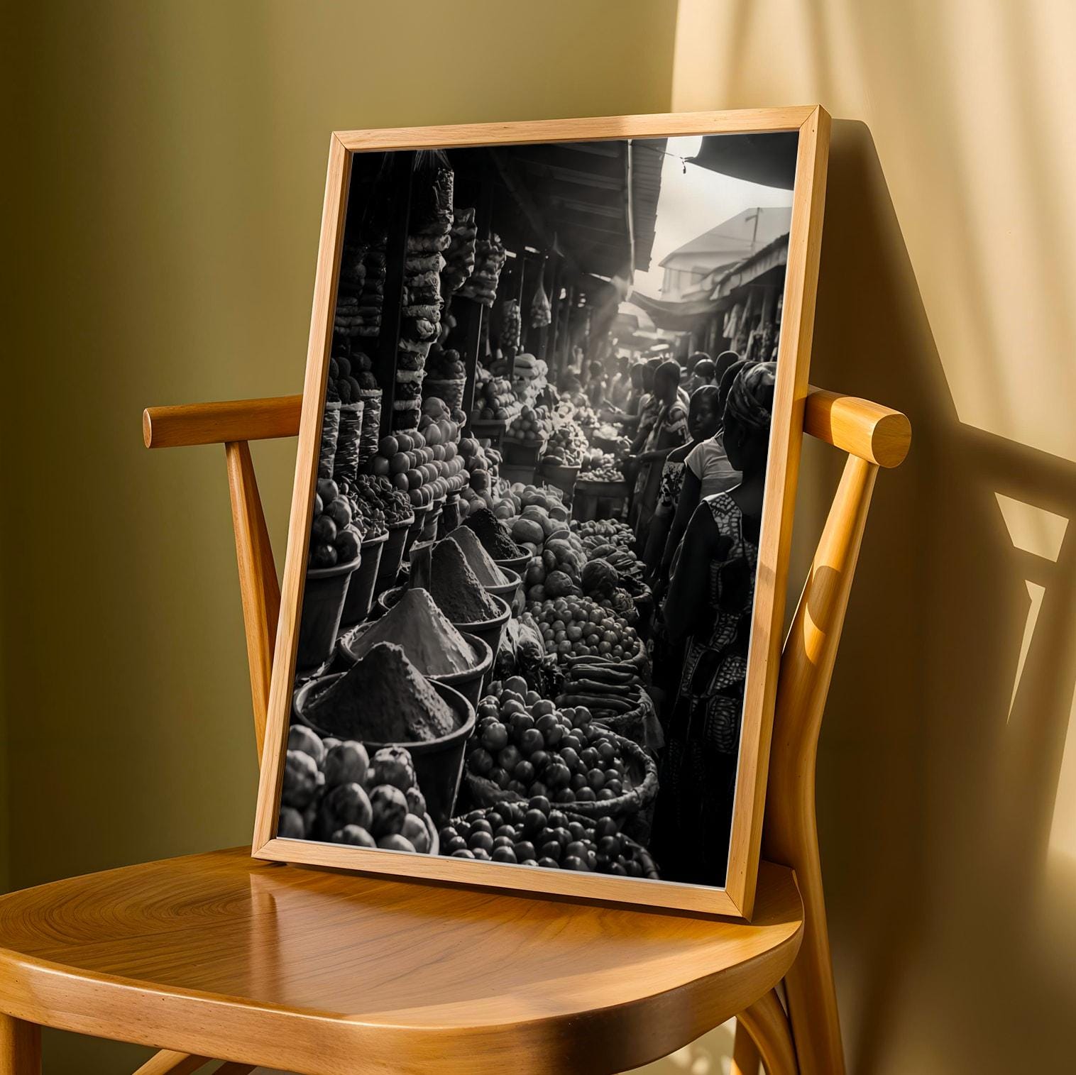 African Market Scene Wall Art Print - Photographic Style Soluna Soul