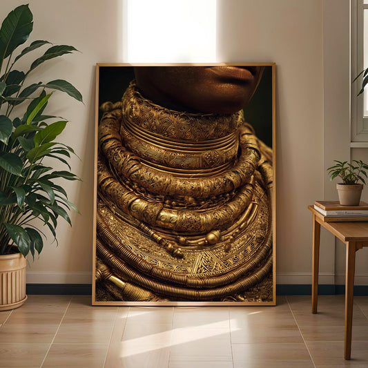 African Gold Jewellery Portrait Wall Art Print Soluna Soul