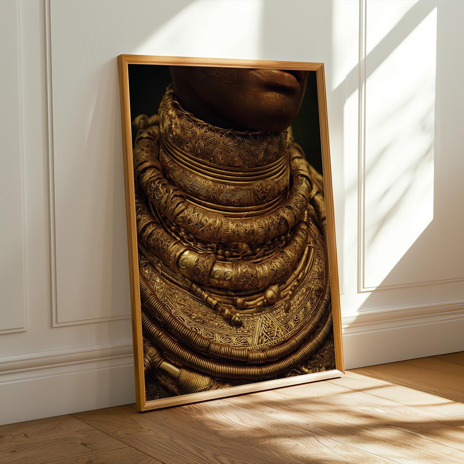 African Gold Jewellery Portrait Wall Art Print Soluna Soul