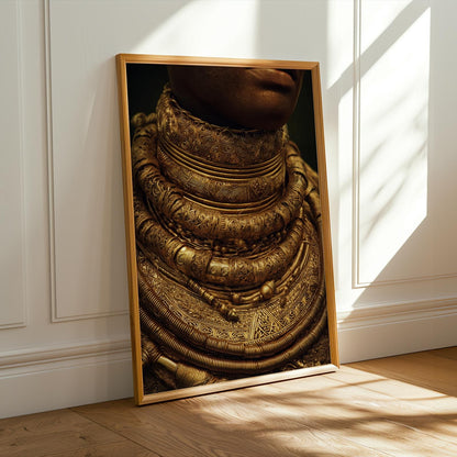 African Gold Jewellery Portrait Wall Art Print Soluna Soul