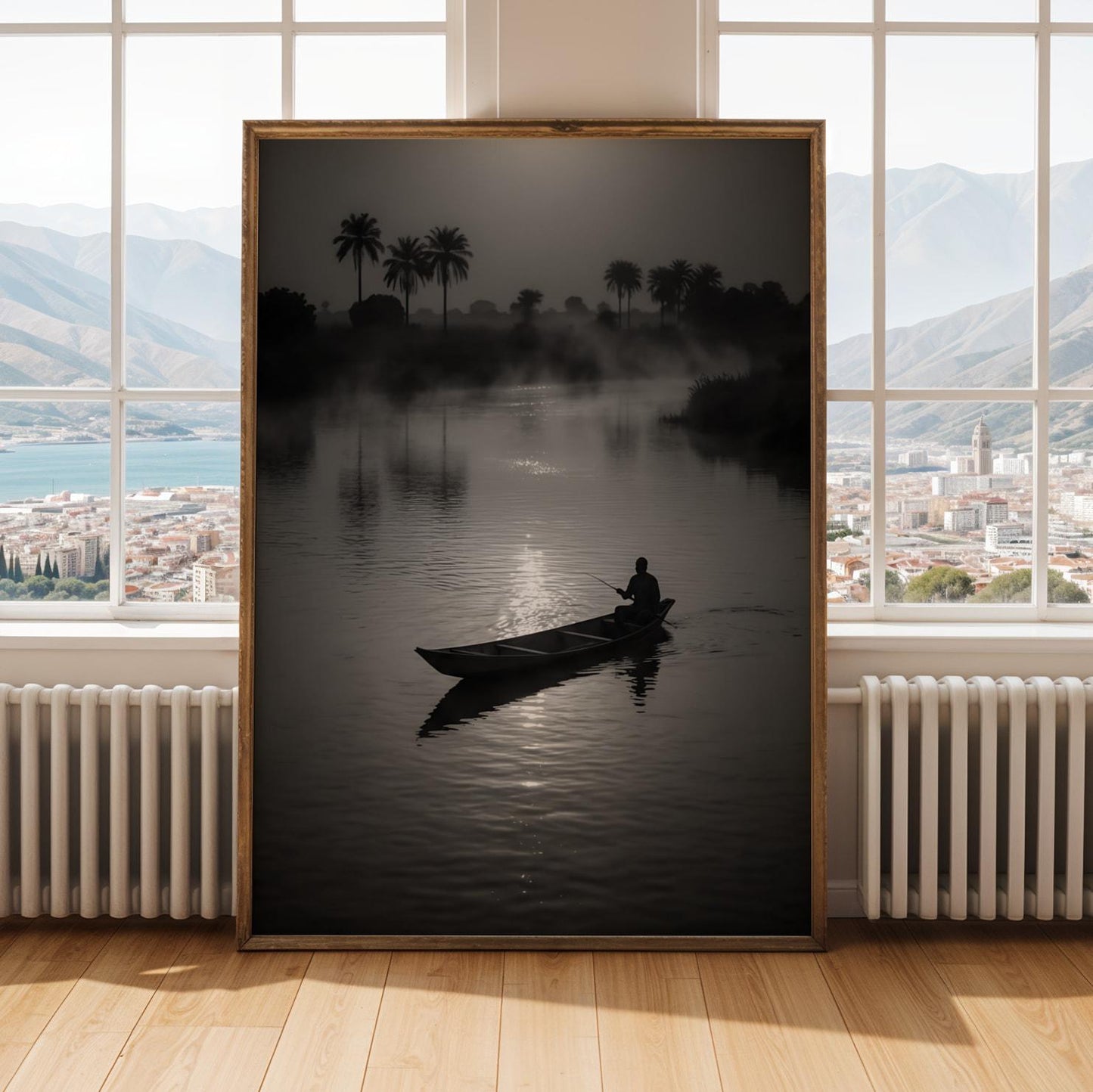 Black White River Scene Wall Art Print Soluna Soul
