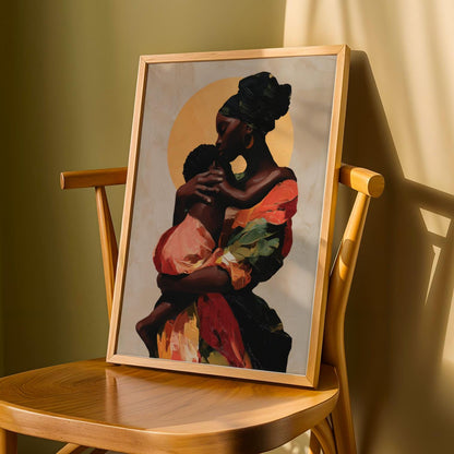 African Mother and Child II Wall Art Print Soluna Soul