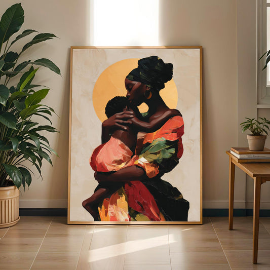 African Mother and Child II Wall Art Print Soluna Soul