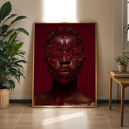 Red Crystal Face Wall Art Print Soluna Soul