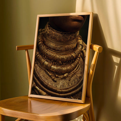 African Gold Jewellery Portrait Wall Art Print Soluna Soul