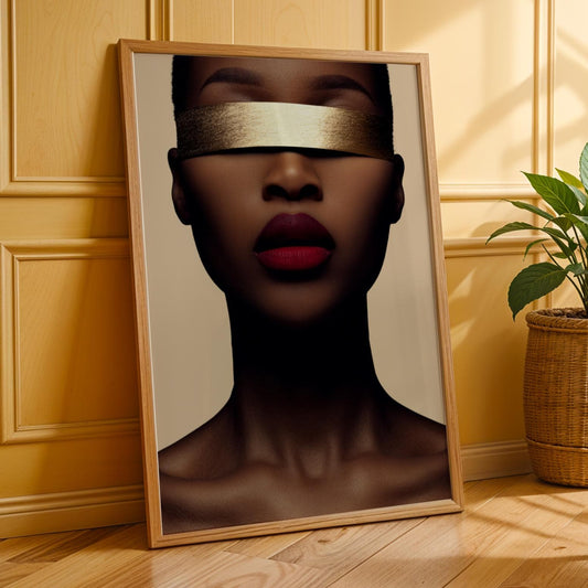 Gold Blindfold Portrait Wall Art Print Soluna Soul