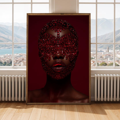 Red Crystal Face Wall Art Print Soluna Soul