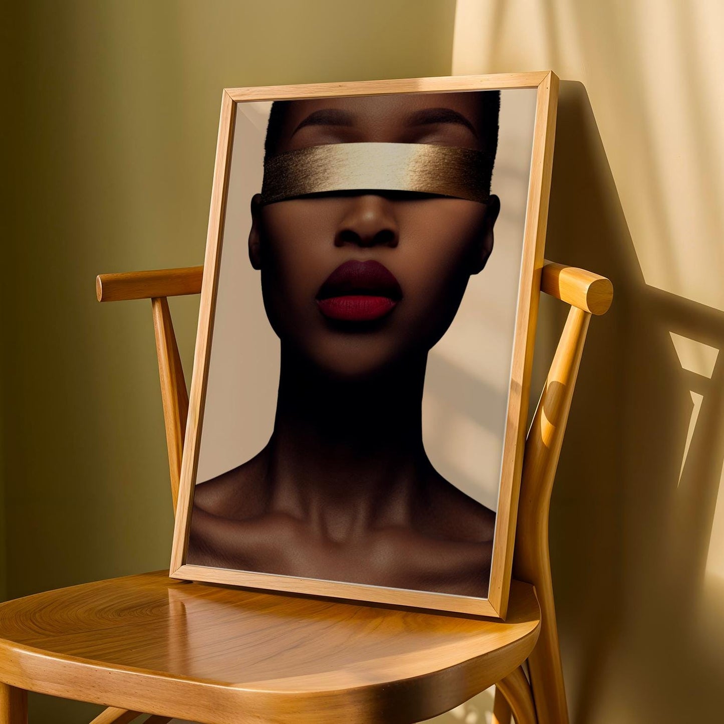 Gold Blindfold Portrait Wall Art Print Soluna Soul