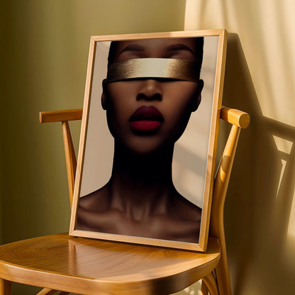 Gold Blindfold Portrait Wall Art Print Soluna Soul