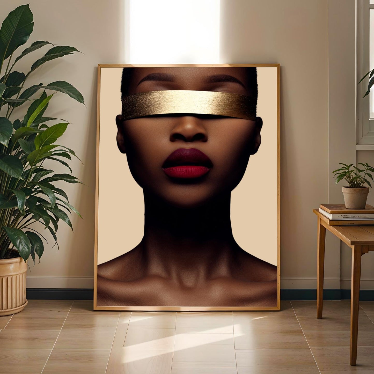 Gold Blindfold Portrait Wall Art Print Soluna Soul