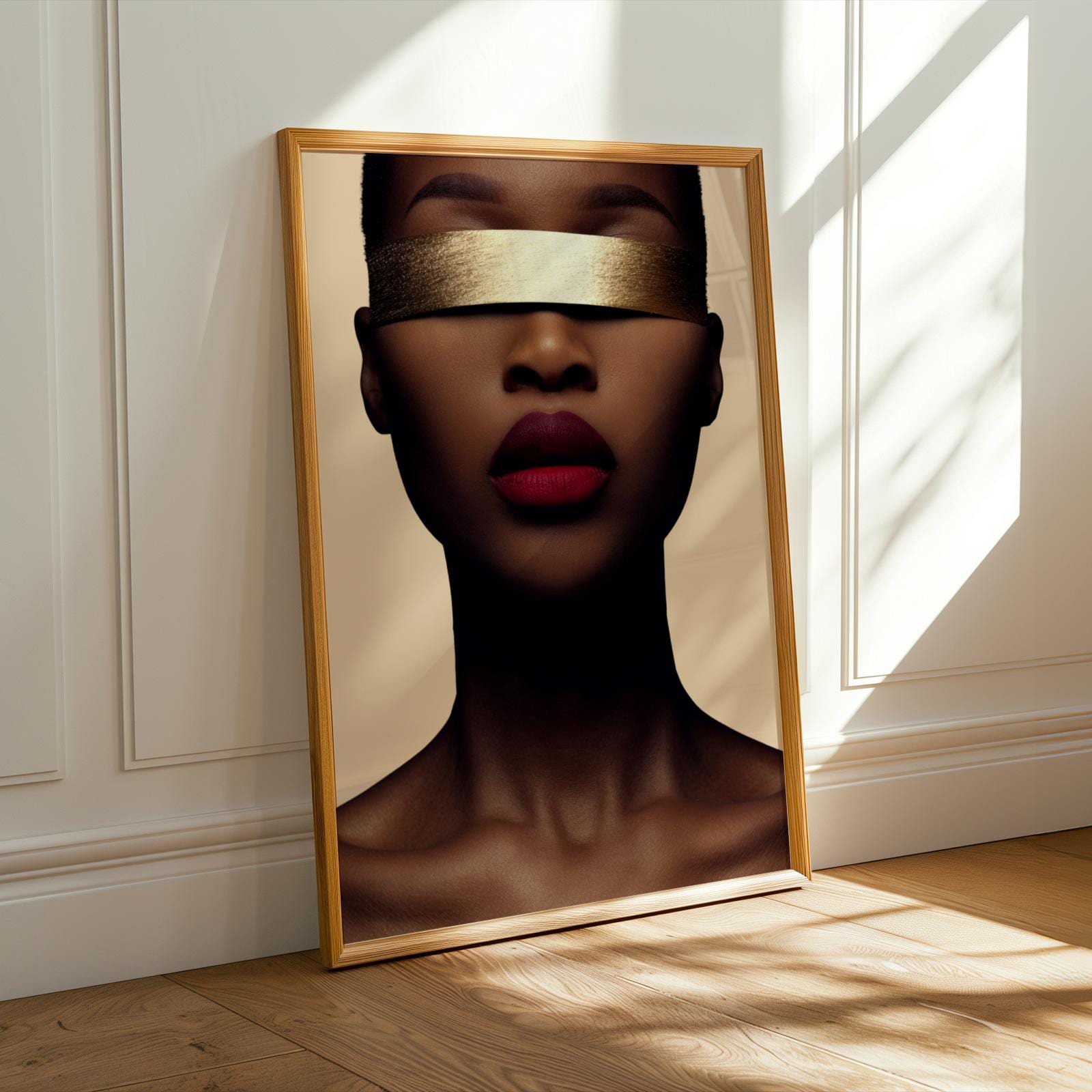 Gold Blindfold Portrait Wall Art Print Soluna Soul