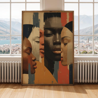 Three Faces Abstract Portrait Wall Art Print 130 Soluna Soul