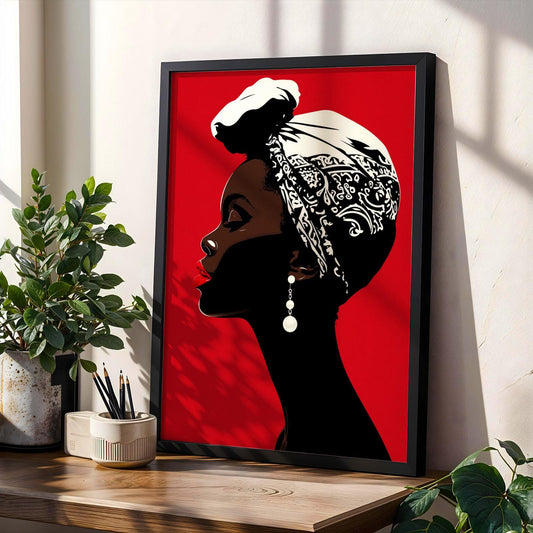 Abstract Woman Portrait Art Print ‚Äì Modern, Red and Black Soluna Soul