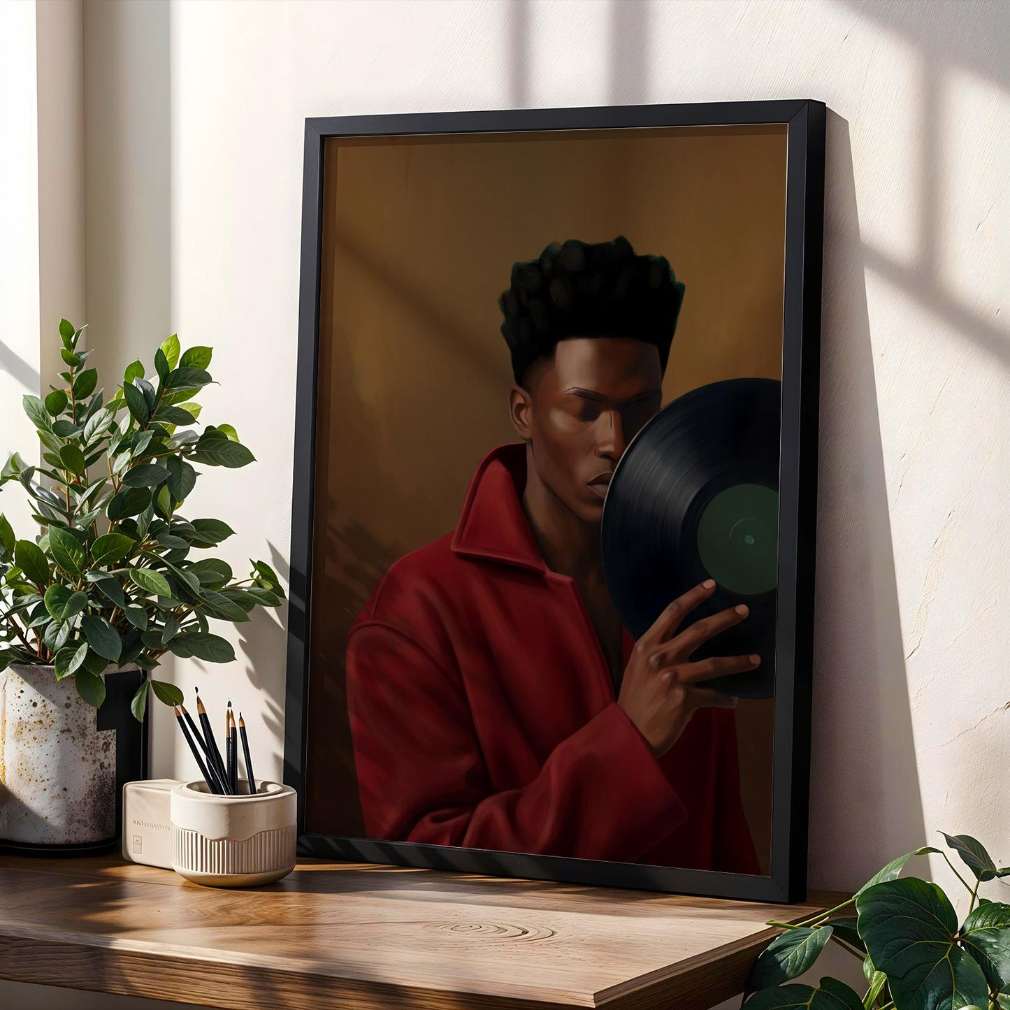 Abstract Man with Record Wall Art Print 215 Soluna Soul