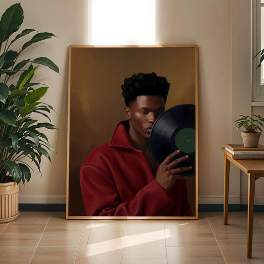 Abstract Man with Record Wall Art Print 215 Soluna Soul