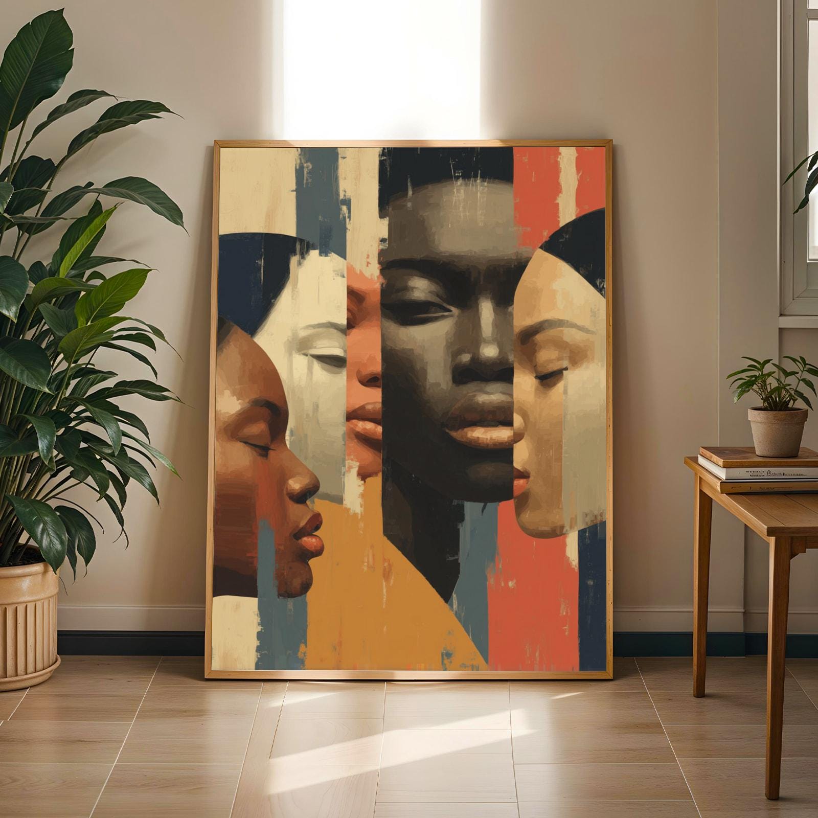 Three Faces Abstract Portrait Wall Art Print 130 Soluna Soul