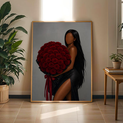 Black Woman with Roses Wall Art Print 224 Soluna Soul