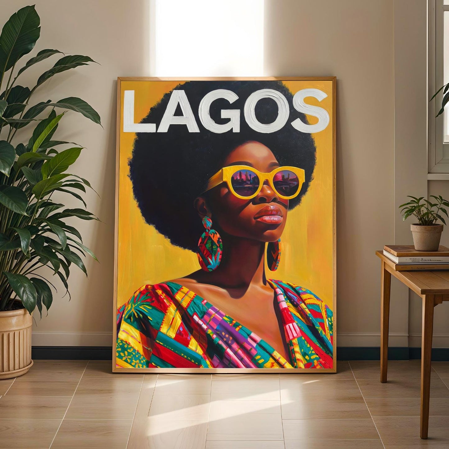 African Woman 70s Vibe - Lagos Wall Art Print 180 Soluna Soul