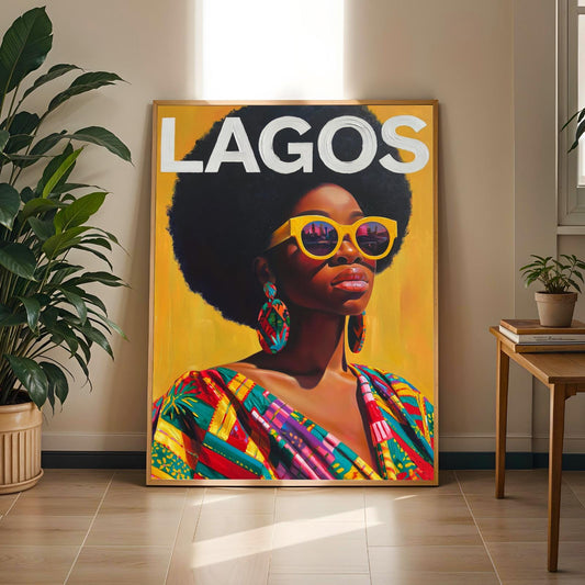 African Woman 70s Vibe - Lagos Wall Art Print 180 Soluna Soul