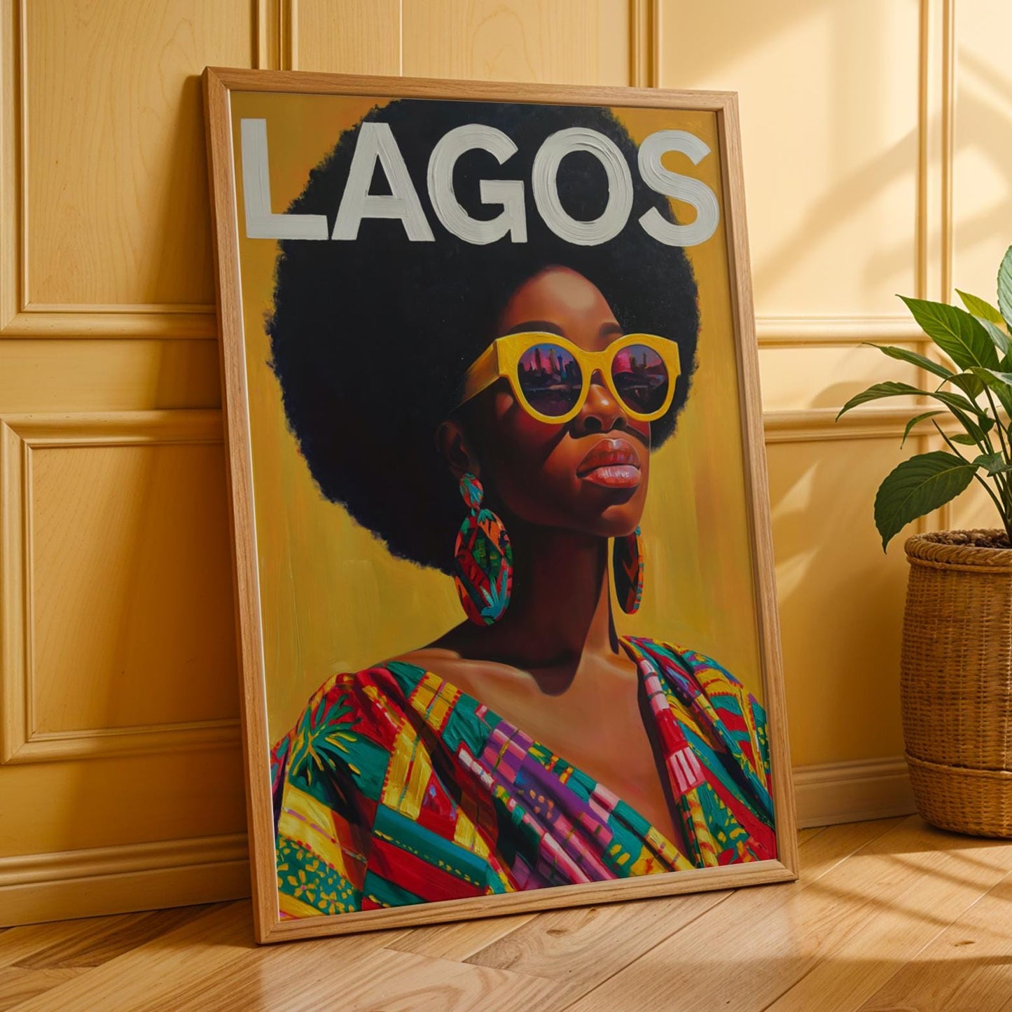 African Woman 70s Vibe - Lagos Wall Art Print 180 Soluna Soul