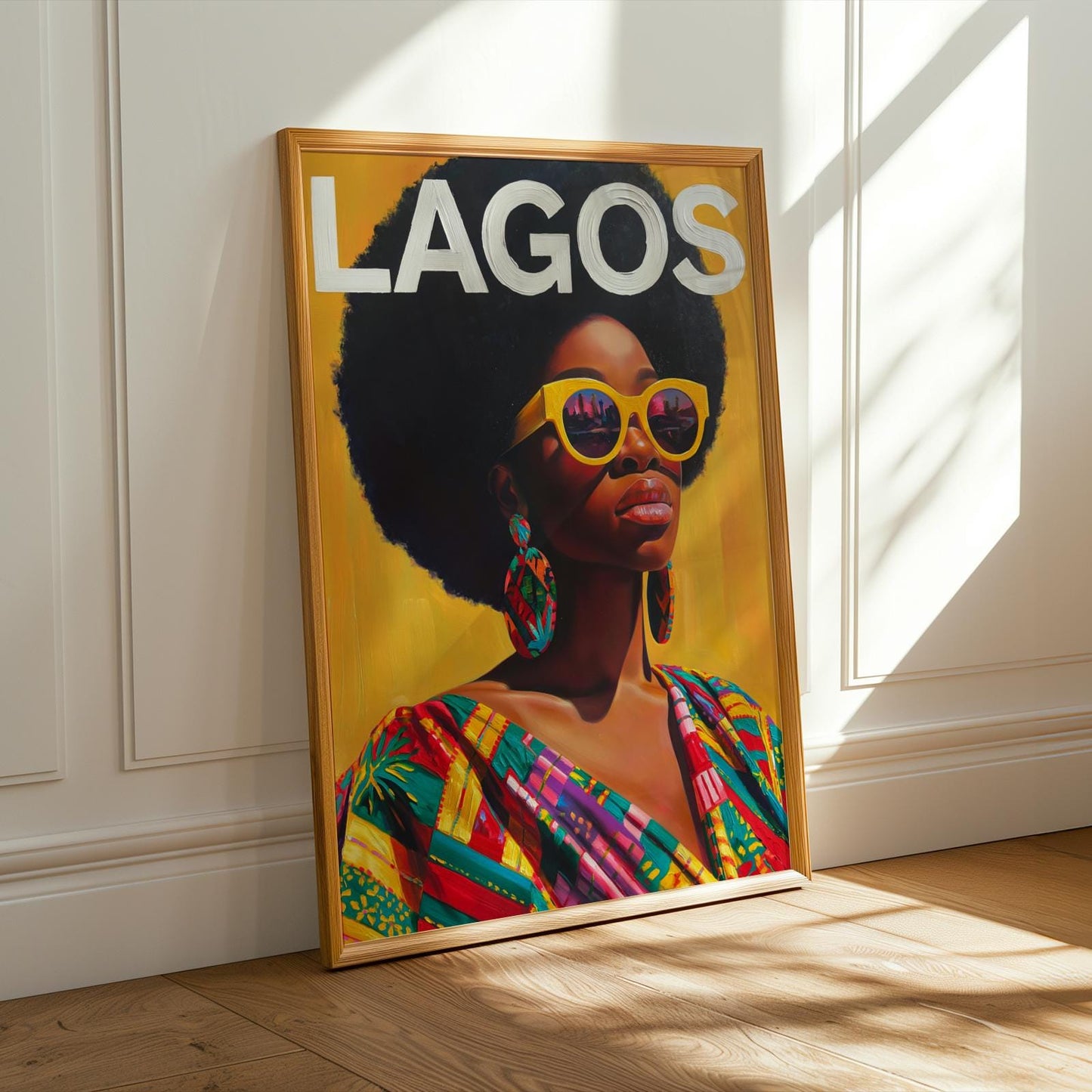 African Woman 70s Vibe - Lagos Wall Art Print 180 Soluna Soul
