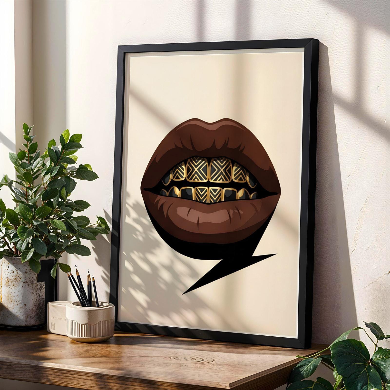 Afrocentric Grillz Wall Art Print 13 Soluna Soul