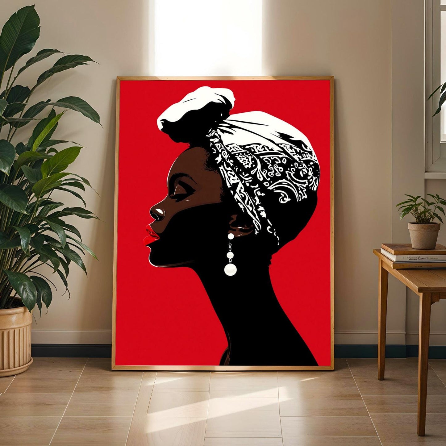 Abstract Woman Portrait Art Print ‚Äì Modern, Red and Black Soluna Soul