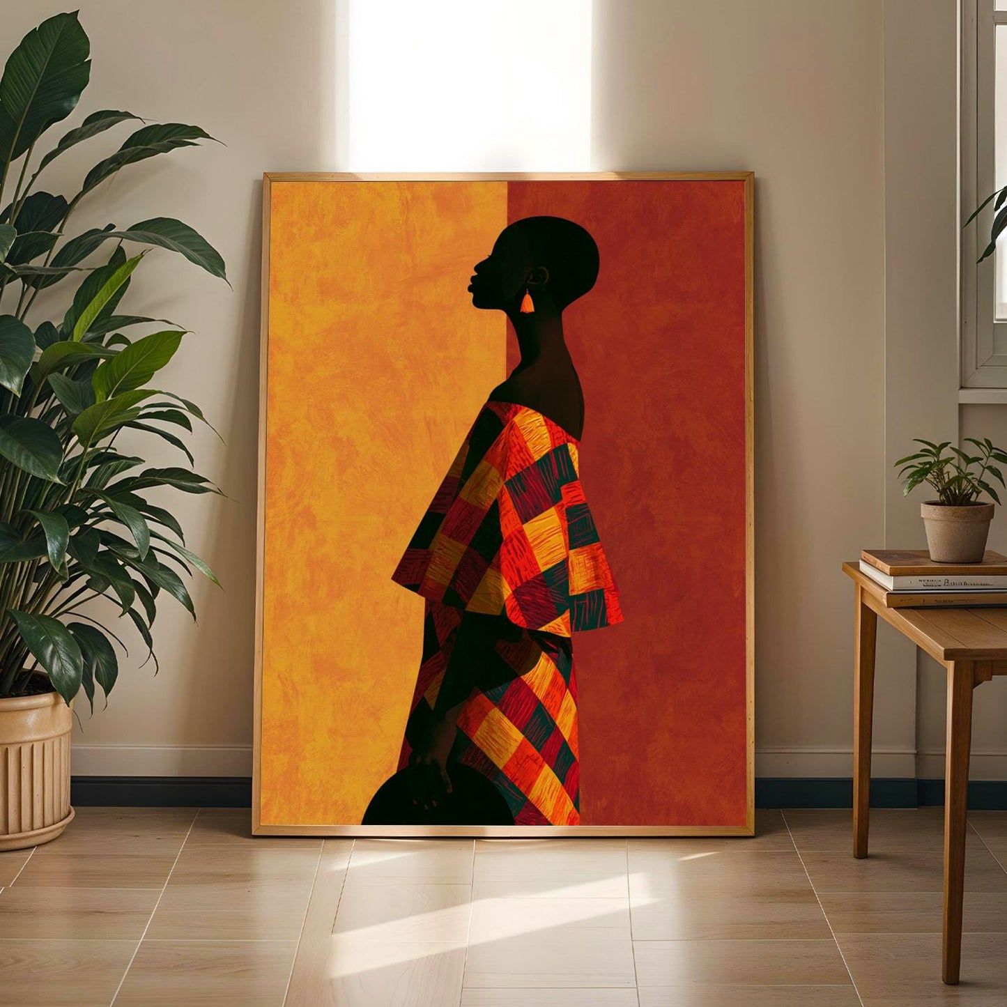 Abstract Woman Portrait Poster - Modern, Orange and Terracotta Red Soluna Soul