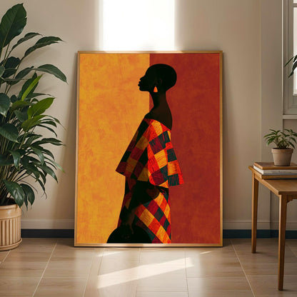 Abstract Woman Portrait Poster - Modern, Orange and Terracotta Red Soluna Soul