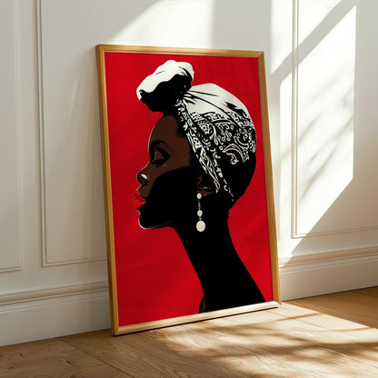 Abstract Woman Portrait Art Print ‚Äì Modern, Red and Black Soluna Soul