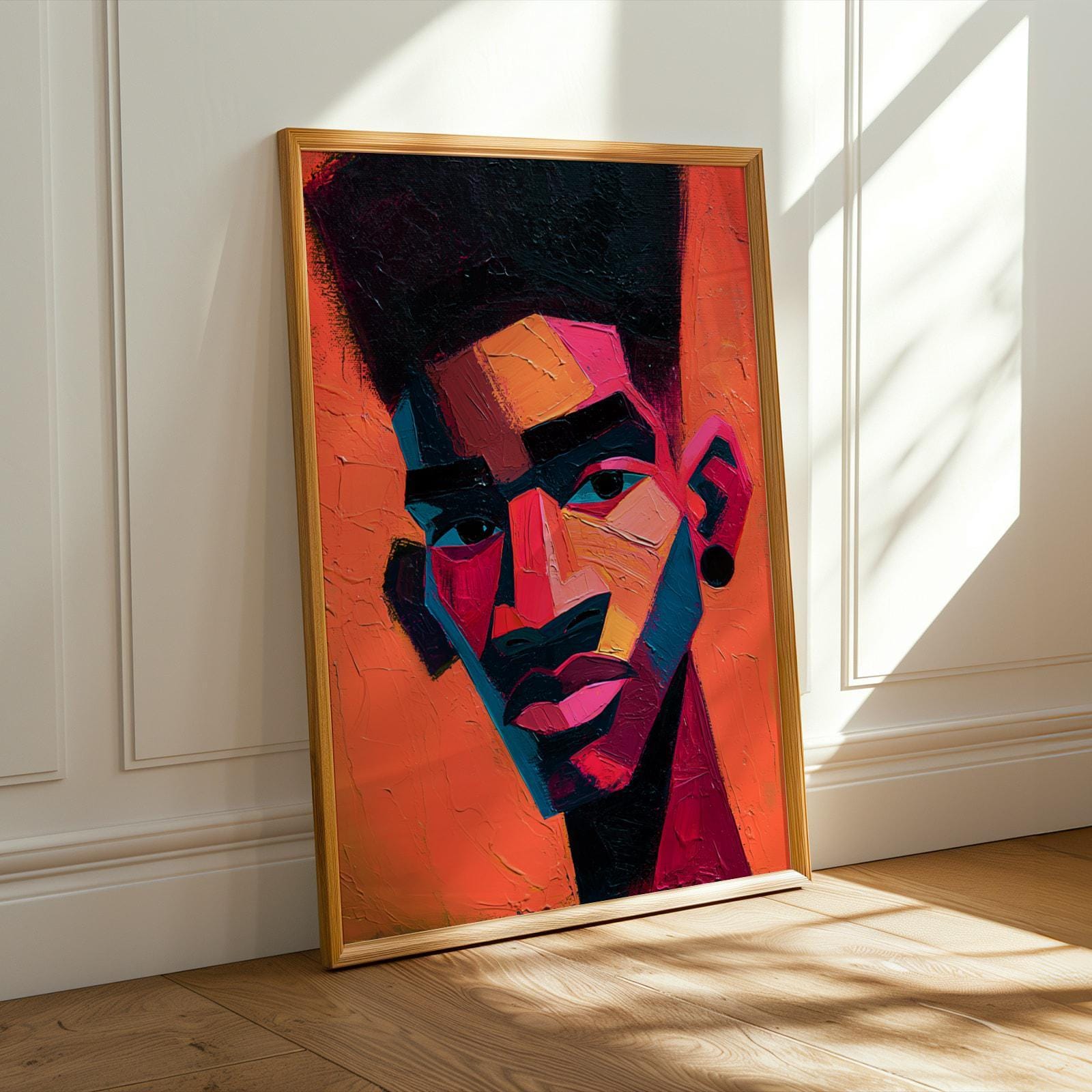 Abstract Street Art Portrait Art Print ‚Äì Modern, Neon Orange and Hot Pink Soluna Soul