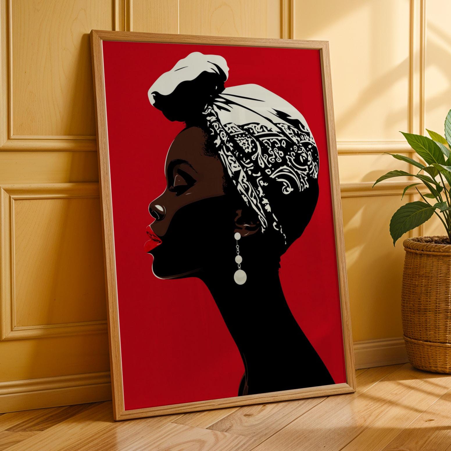 Abstract Woman Portrait Art Print ‚Äì Modern, Red and Black Soluna Soul