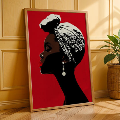 Abstract Woman Portrait Art Print ‚Äì Modern, Red and Black Soluna Soul
