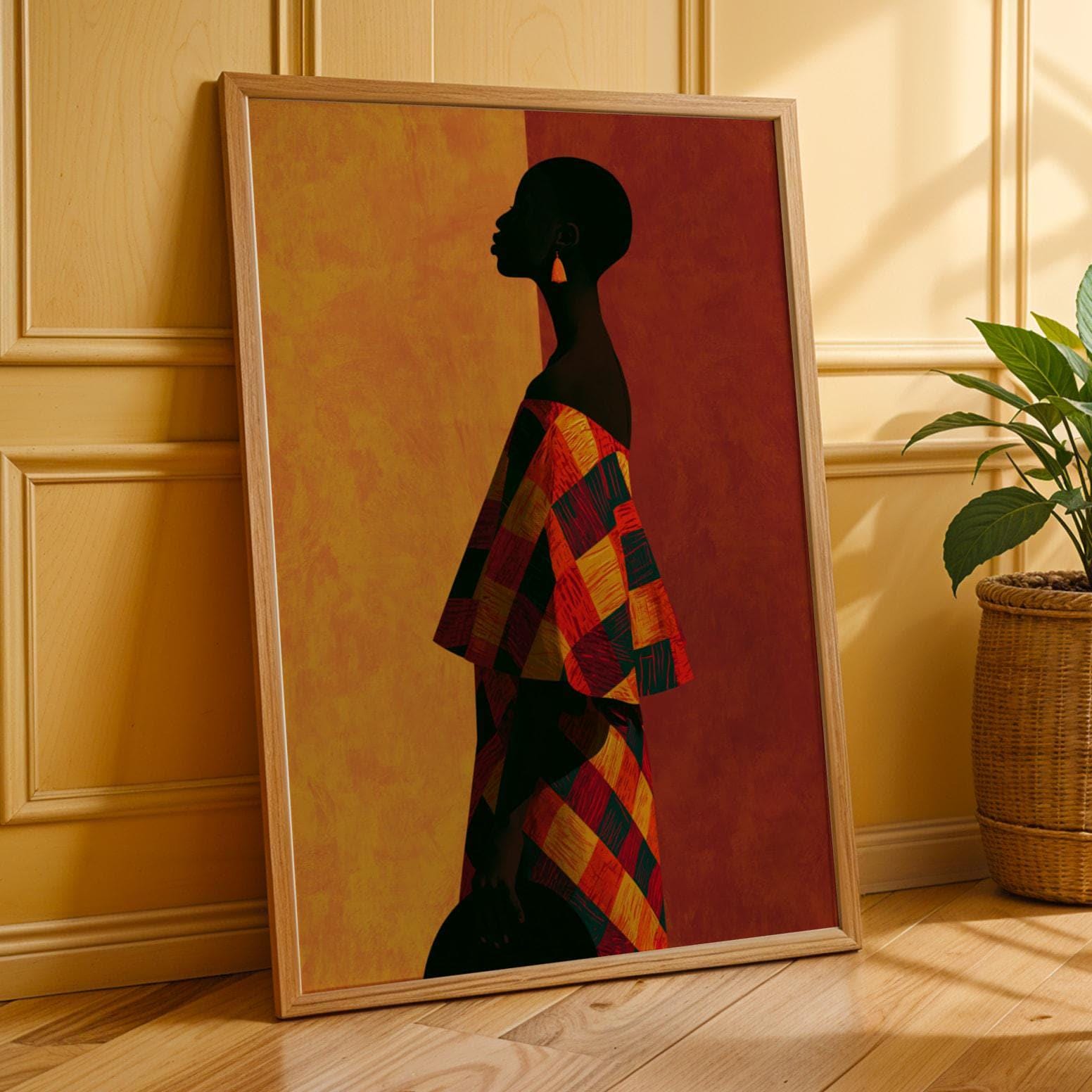 Abstract Woman Portrait Poster - Modern, Orange and Terracotta Red Soluna Soul