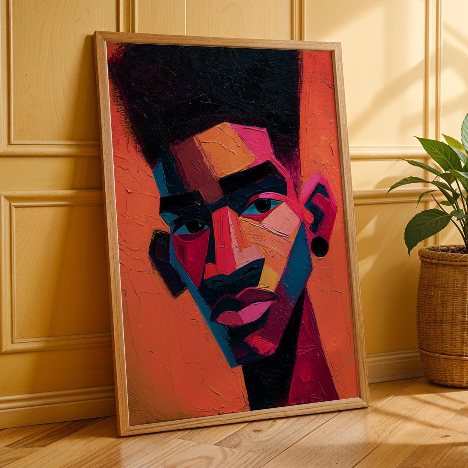 Abstract Street Art Portrait Art Print ‚Äì Modern, Neon Orange and Hot Pink Soluna Soul