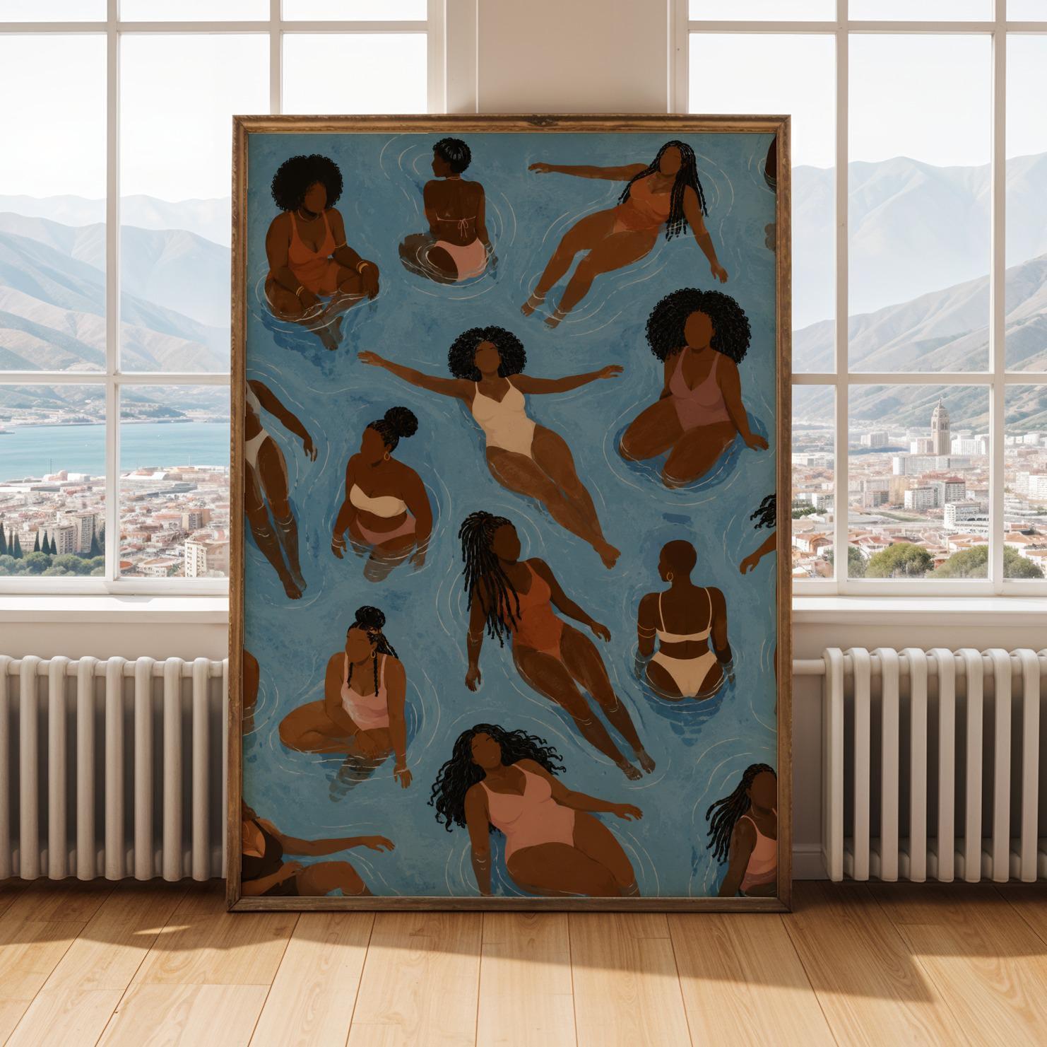 Black Girls Swimming Wall Art Print 272 Soluna Soul