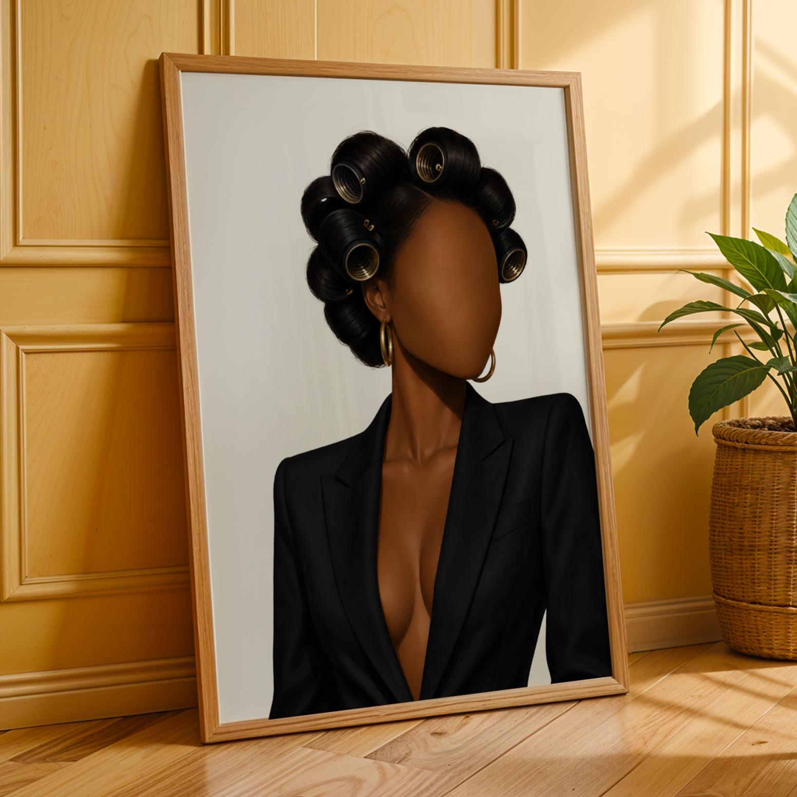 Hair Rollers Afro Chic Fashion Wall Art Print 225 Soluna Soul