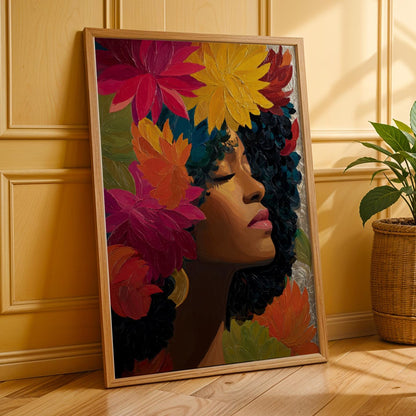 Flower Afro Wall Art Print 229 Soluna Soul