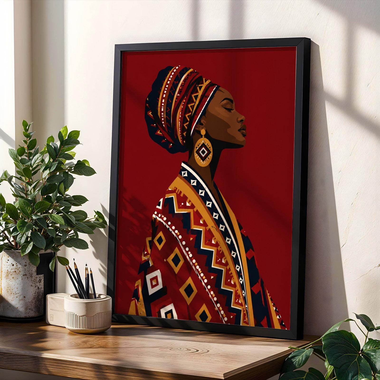 Geometric Tribal Woman Wall Art Print 261 Soluna Soul