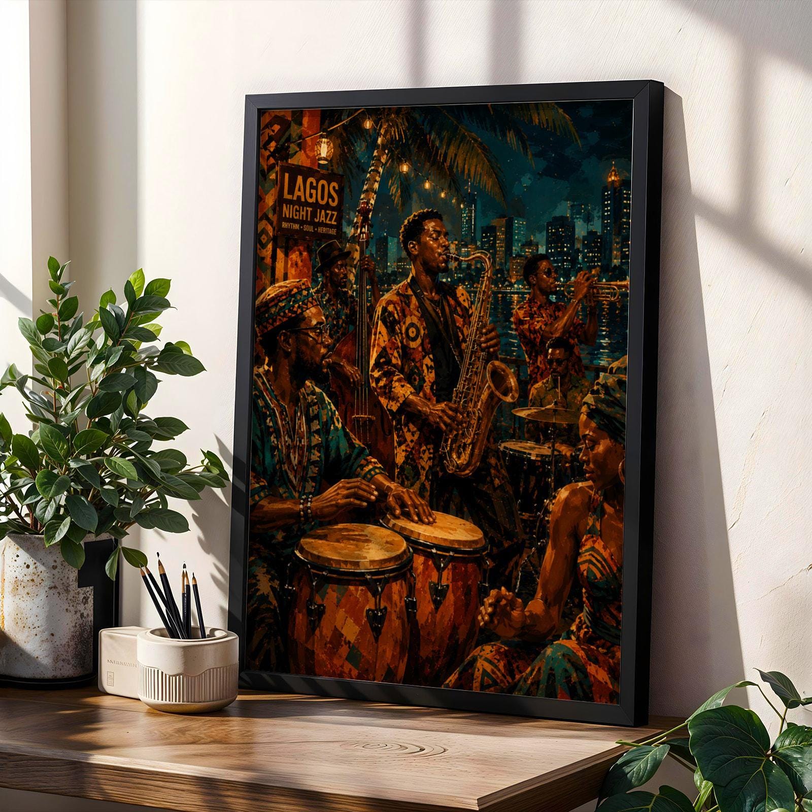 Lagos Night Jazz Wall Art Print 4 Soluna Soul