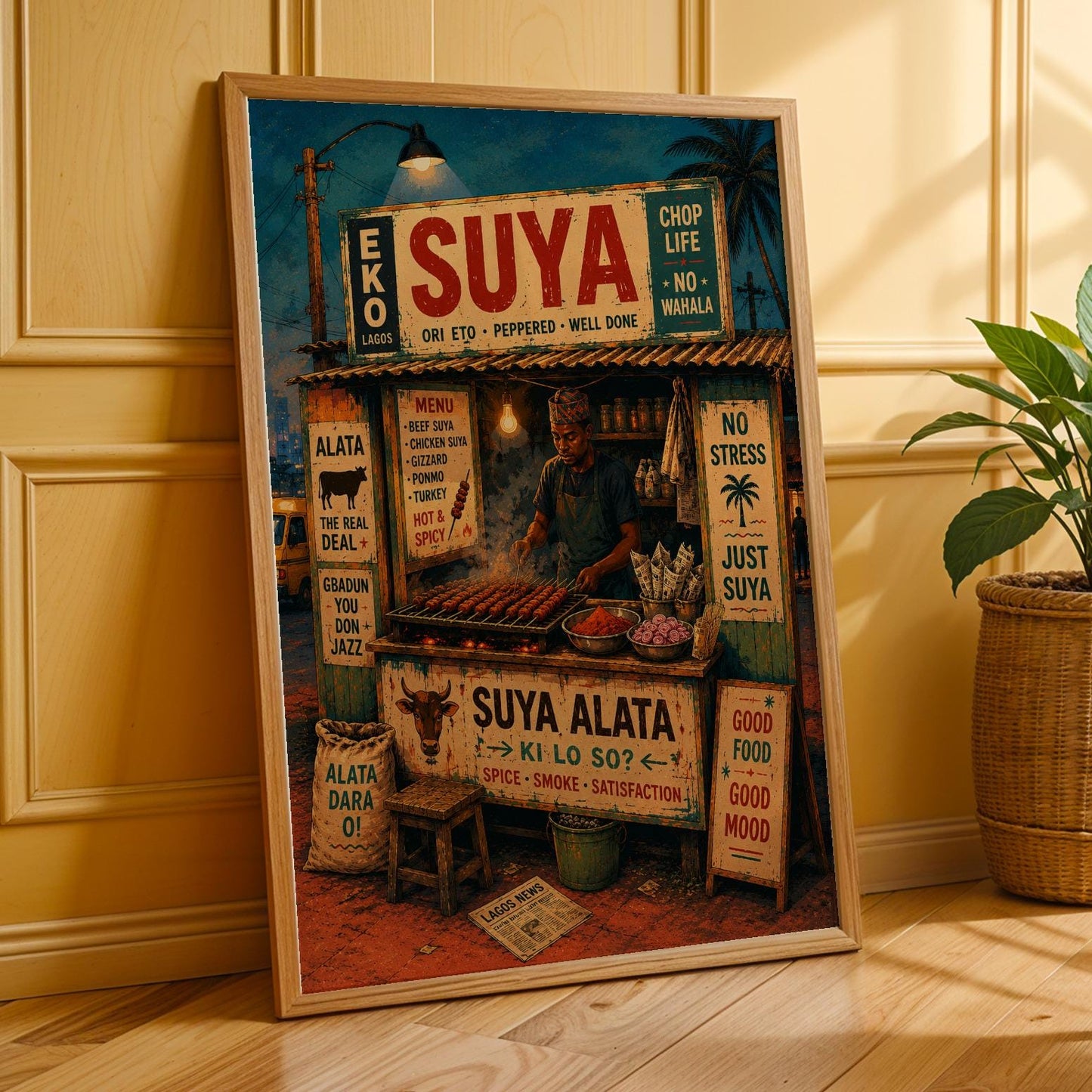 Nigerian Suya Street Market Wall Art Print 4 Soluna Soul