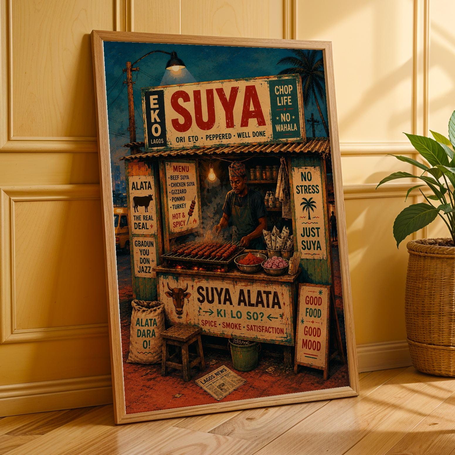 Nigerian Suya Street Market Wall Art Print 4 Soluna Soul