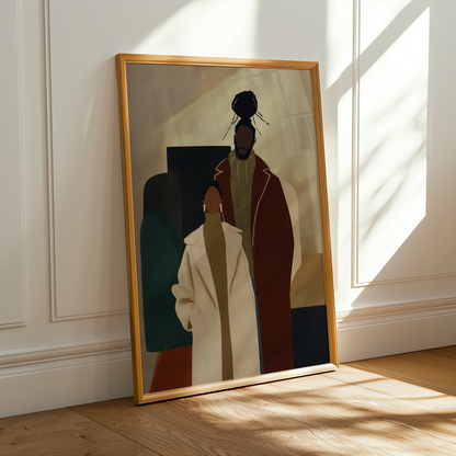 Modern Black Couple Wall Art Print Soluna Soul