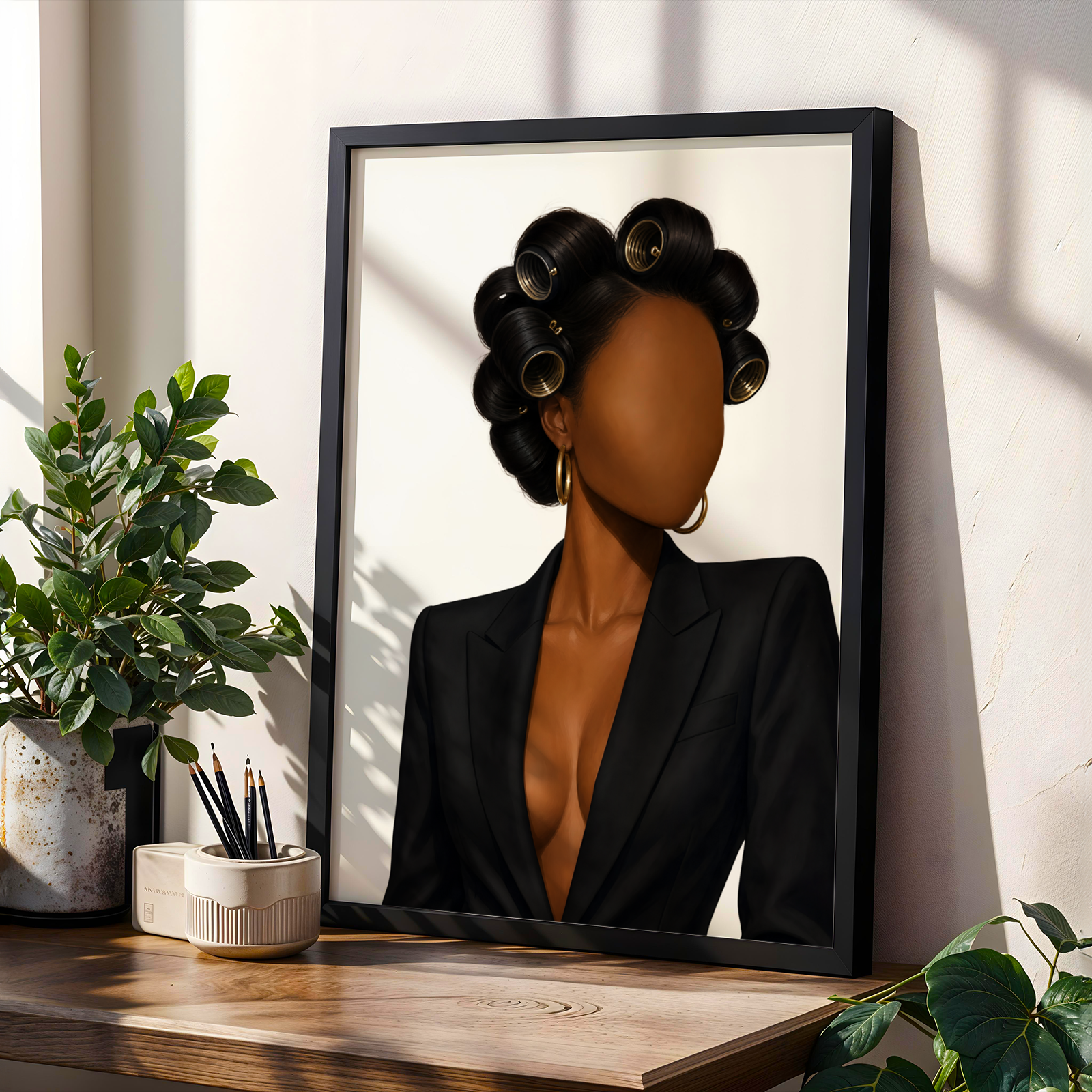 Hair Rollers Afro Chic Fashion Wall Art Print 225 Soluna Soul