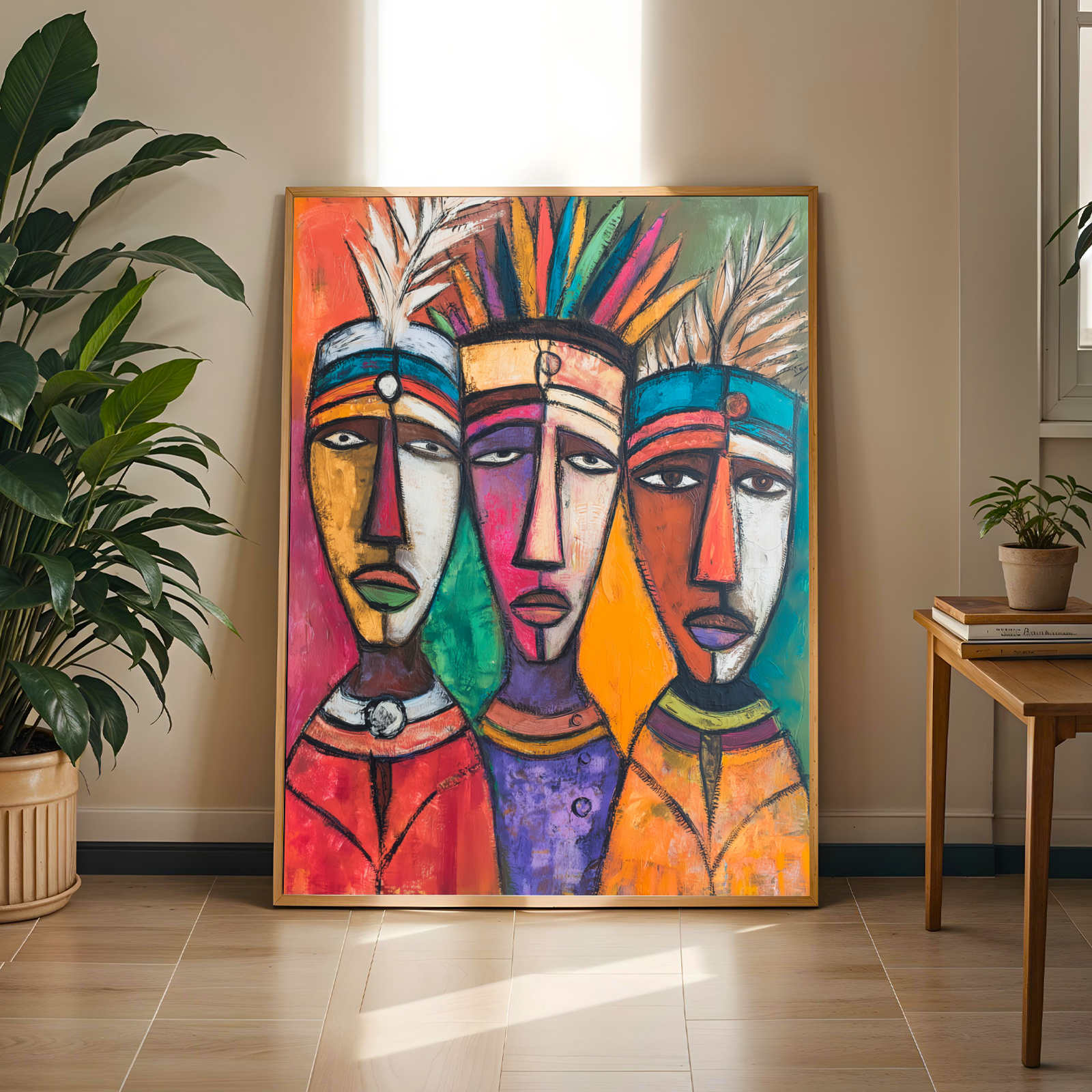 Cubist Tribal Portrait  Wall Art Print Soluna Soul