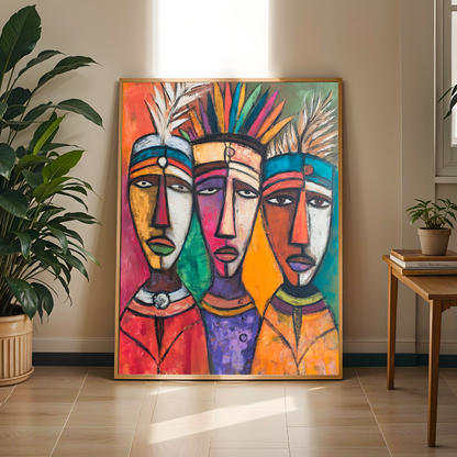 Cubist Tribal Portrait  Wall Art Print Soluna Soul
