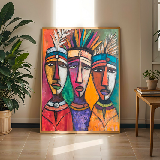 Cubist Tribal Portrait  Wall Art Print Soluna Soul