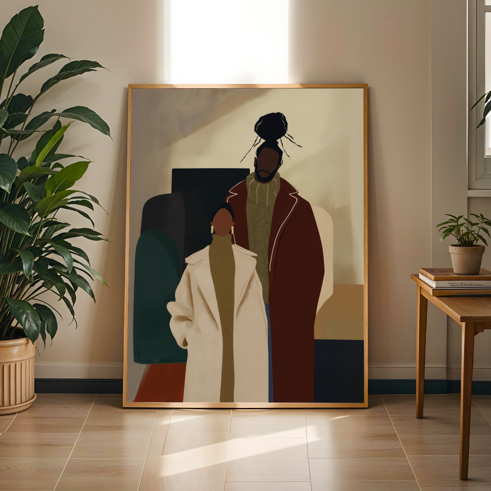 Modern Black Couple Wall Art Print Soluna Soul