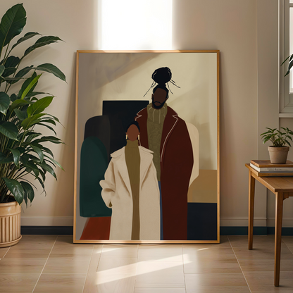 Modern Black Couple Wall Art Print Soluna Soul